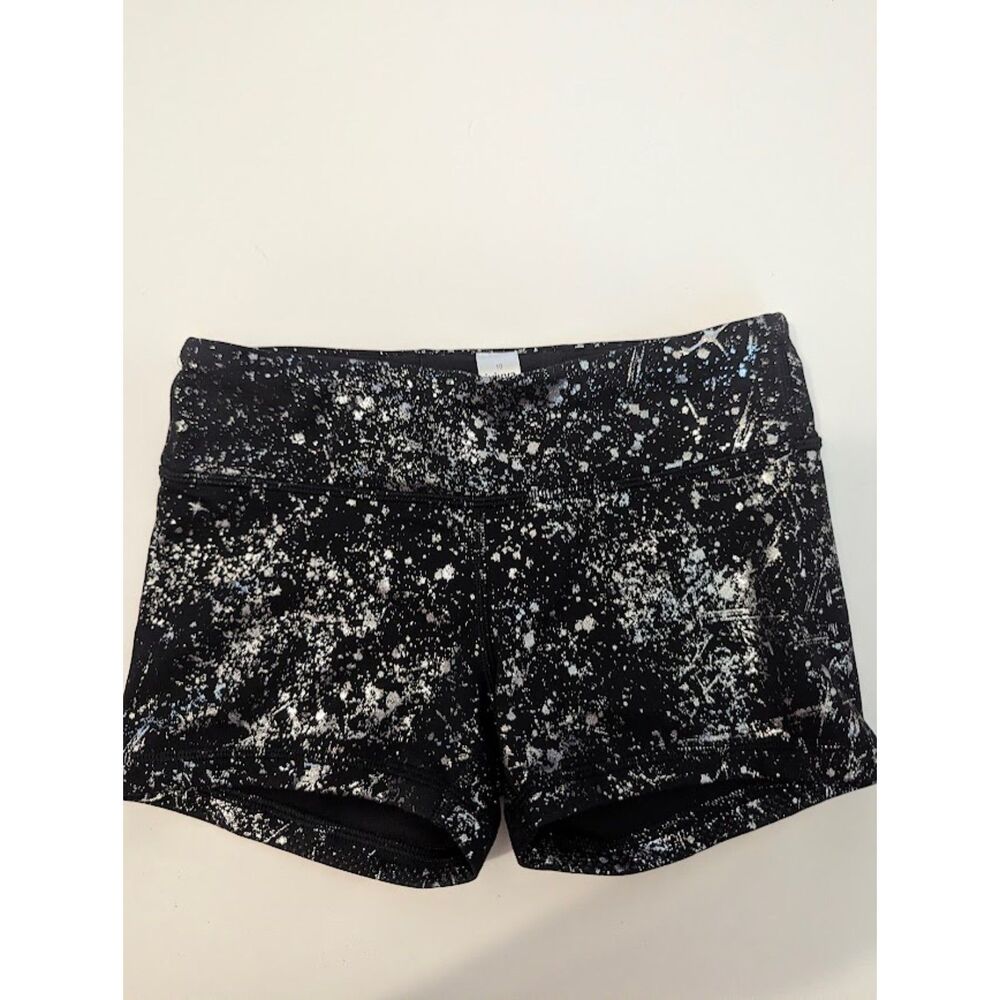 Ivivva by Lululemon Black & Metallic Silver (10)  Splatter Shorts cheer dance